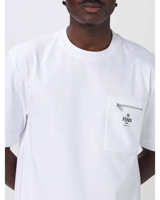 Fendi Casual Baumwoll T-Shirt Für Männer in White für Herren
