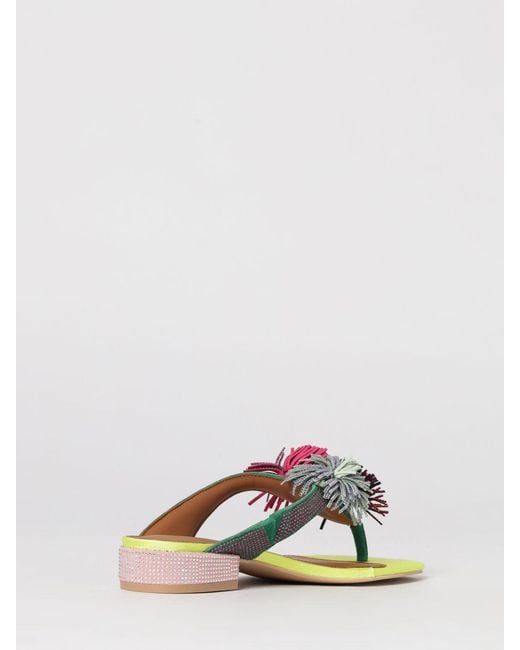 Kurt Geiger Multicolor London Pom Pom Suede Shoes With Rhinestones