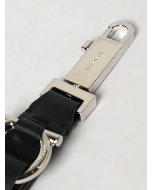 Ferragamo Natural Gancini Leather And Brass Key Ring for men