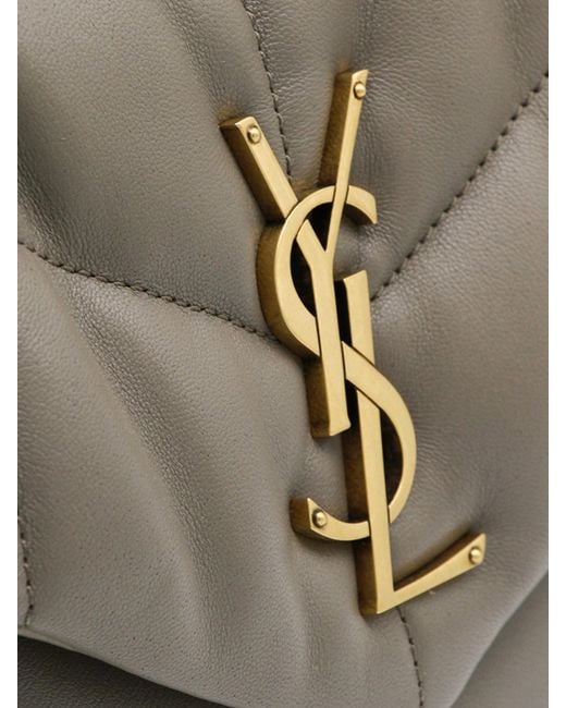 Saint Laurent Gray Puffer Small Quilted Chevron Nappa Bag