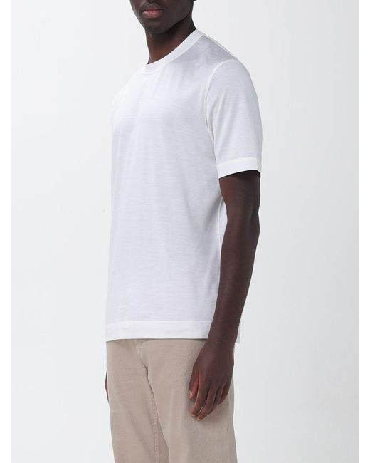 Zegna White Cotton And Silk T-Shirt for men