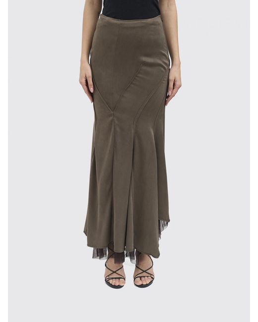 Yehuafan Gray Silk Asymmetric Skirt