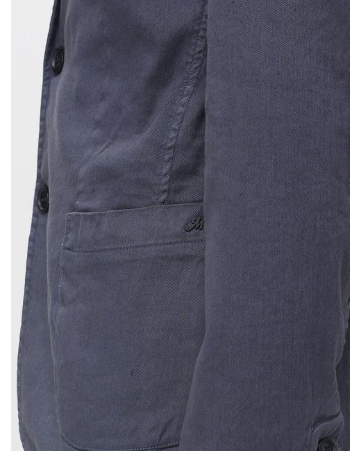 Mason's Blue Single Breasted Cotton And Linen Blazer for men