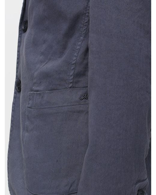 Mason's Blue Single Breasted Cotton And Linen Blazer for men