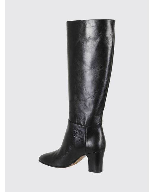 Alberta Ferretti Black Smooth Leather Knee-High Boots With Mid Heel