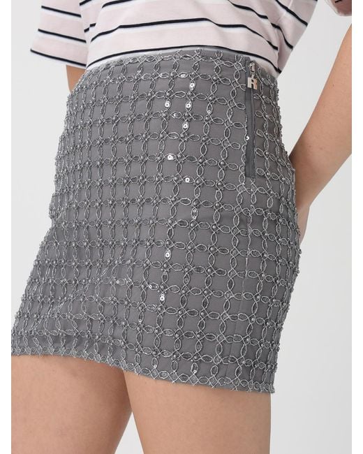 ROTATE BIRGER CHRISTENSEN Blue Cotton Mini Skirt With Embroidered Sequins