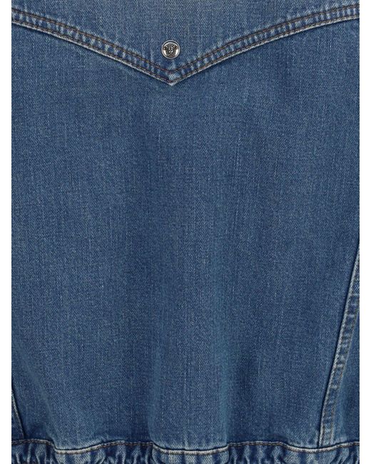 Versace Blue Cotton Denim Bomber Jacket for men