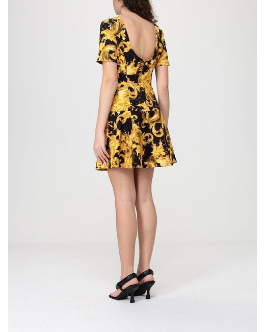 Versace Jeans Couture Yellow Dress With 'Barocco' Pattern