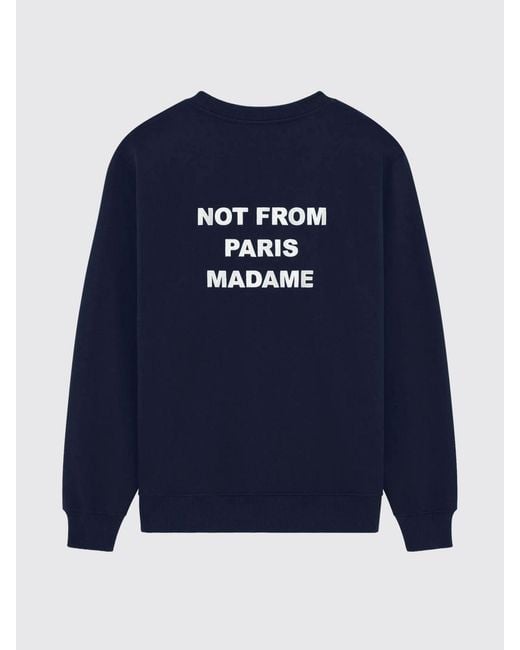 Drole de Monsieur Blue Cotton Crewneck Sweatshirt With Logo for men