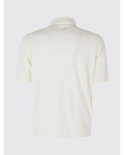 Kangra White Short-Sleeved Stretch Cotton Polo Shirt With Classic Collar for men