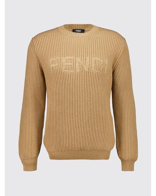 Fendi Blue Wool Crew Neck Pullover for men
