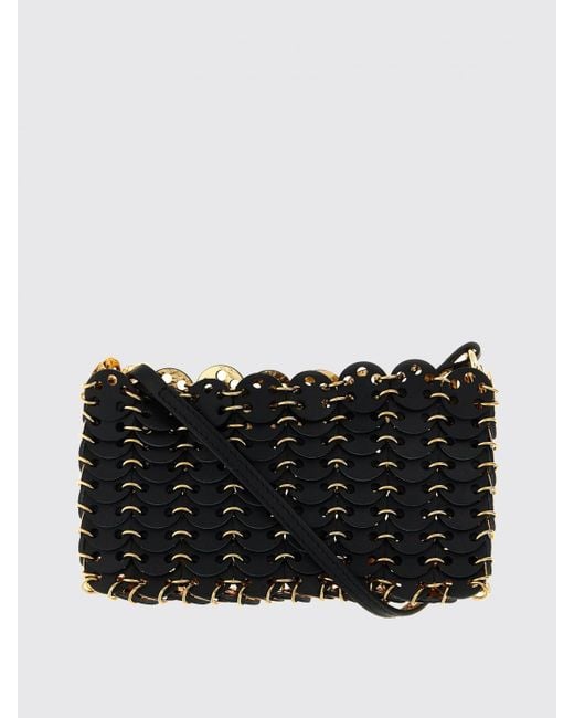 Rabanne Black 1969 Nano Flip Leather Bag With Metal Rings