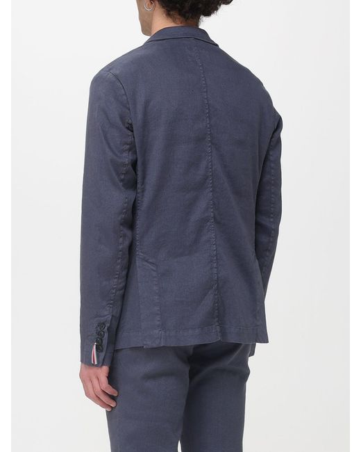 Mason's Blue Single Breasted Cotton And Linen Blazer for men