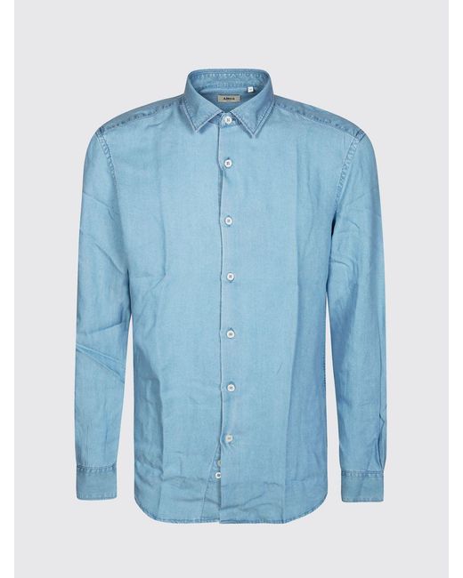 Altea Blue Long-Sleeved Cotton Shirt With French Collar for men