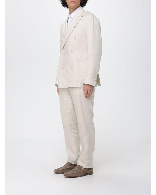 Lardini White Double-Breasted Linen Blend Dress for men