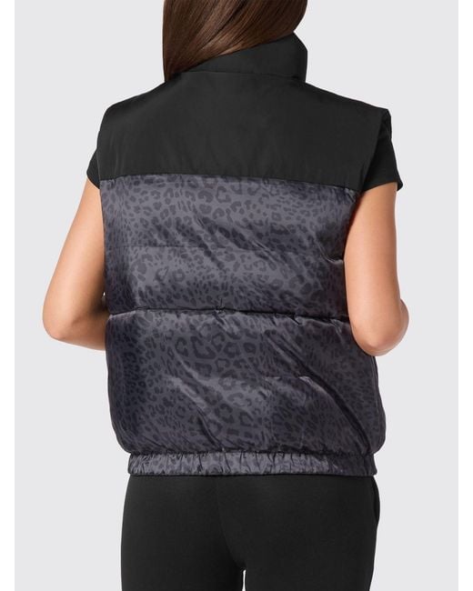 Philipp Plein Blue Animal Print Quilted Nylon Gilet With High Neck