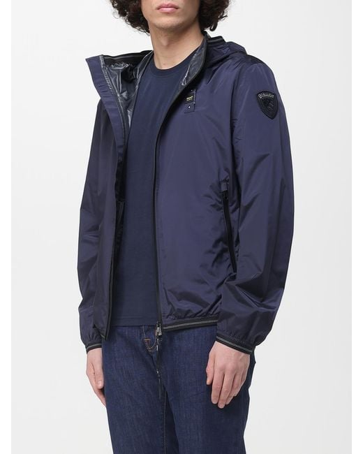 Blauer Blue Hooded Polyester Windbreaker for men