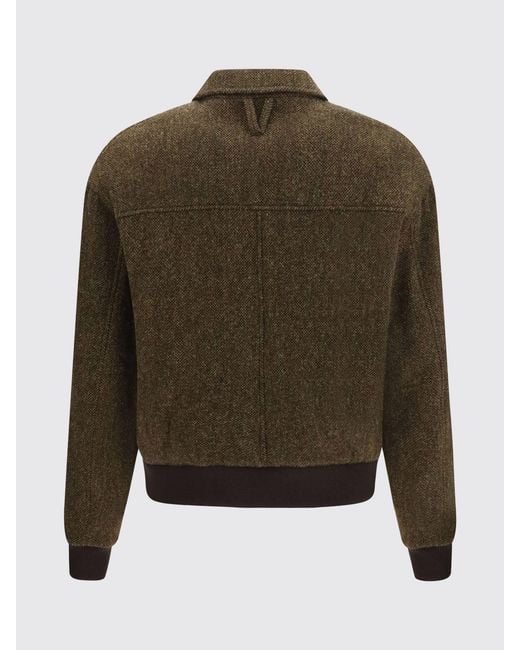 Valstar Brown Wool Bomber Jacket With Classic Collar And Patch Pockets for men
