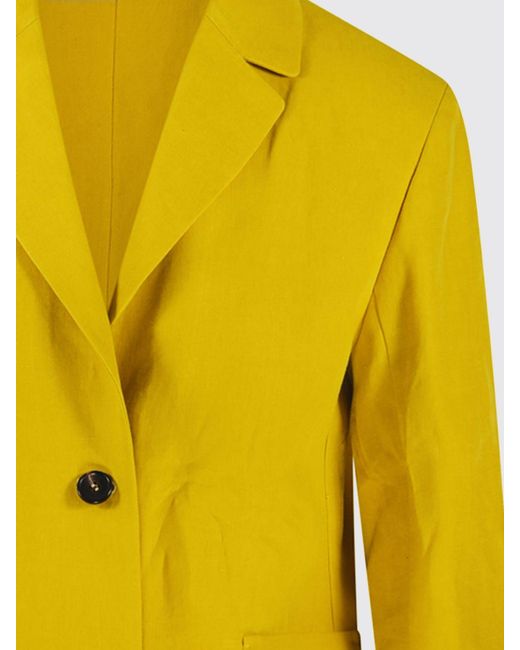 Max Mara Yellow Linen Single-Breasted Blazer