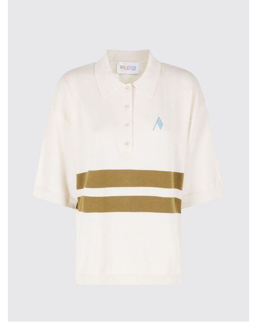The Attico Natural Striped Monogram Cotton-Blend Polo Shirt
