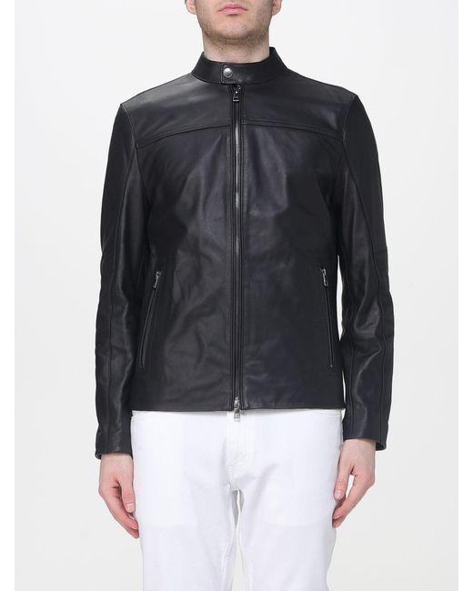 Michael Kors Blue Nappa Racer Biker Jacket for men