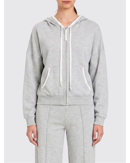 Twinset Gray Cotton Blend Hooded Sweatshirt