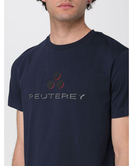 T-shirt in cotone con logo di Peuterey in Blue da Uomo