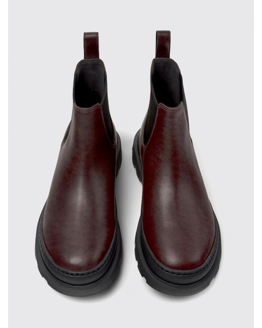 Camper Red Brutus+ Leather Ankle Boots