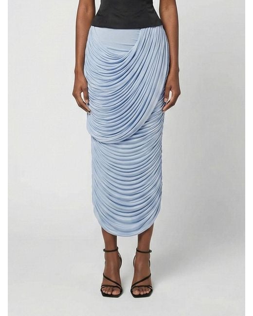 Magda Butrym Blue Draped Cupro Skirt