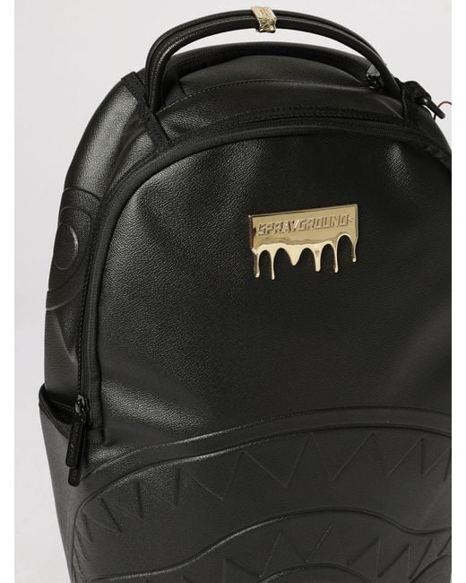 Sprayground Black Synthetic Leather Backpack With Embossed Logo for men