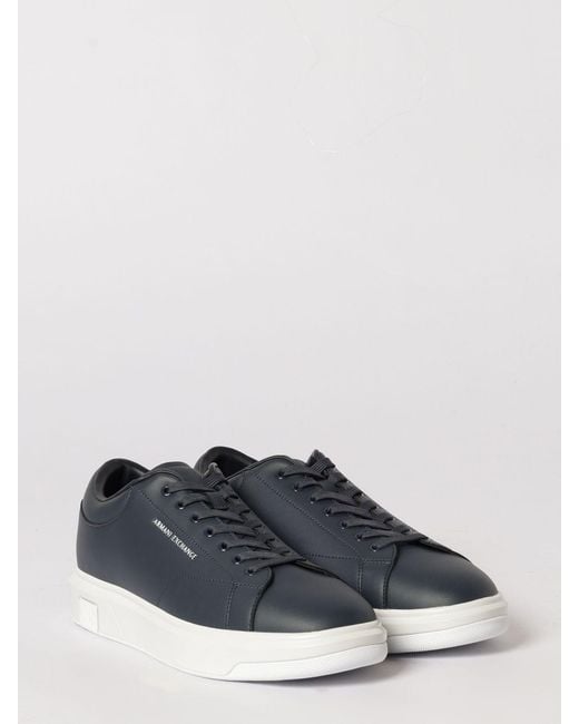 ARMANI EXCHANGE Blue Leather Sneakers for men