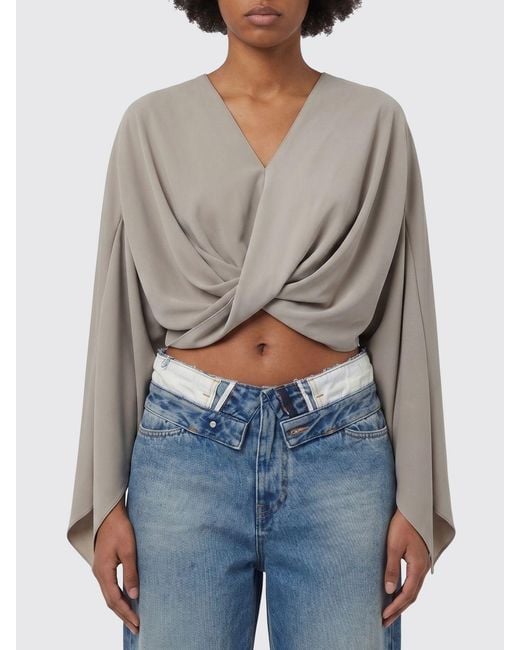 MM6 by Maison Margiela Gray Draped Cropped Top