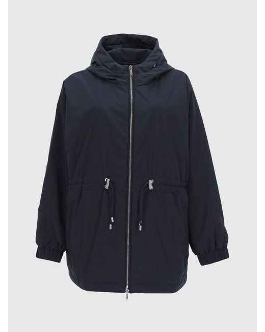 Moorer Blue Galilea-Stp Short Technical Fabric Hooded Windbreaker Jacket
