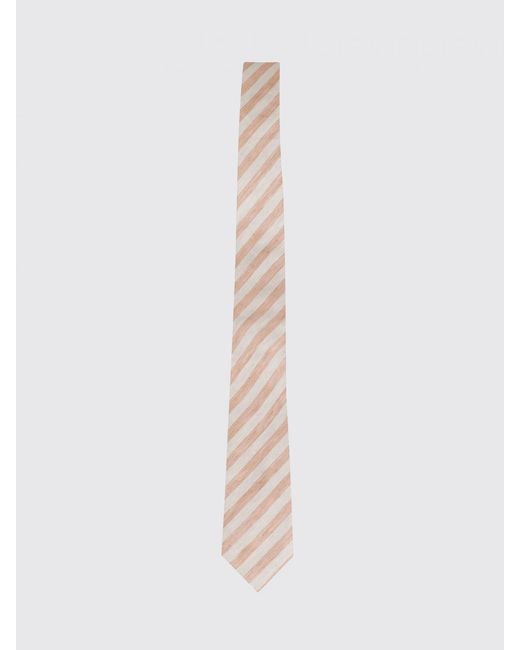 Tagliatore White Regimental Linen And Silk Tie for men