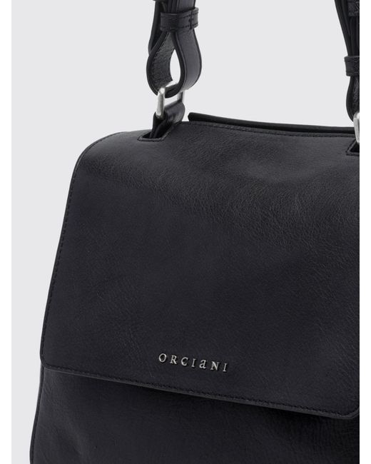 Orciani Black Sveva Small Calf Leather Handbag With Adjustable Handle And Strap