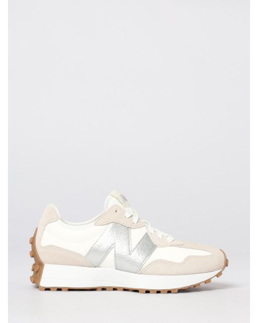 New Balance White 327 Leather Sneakers for men