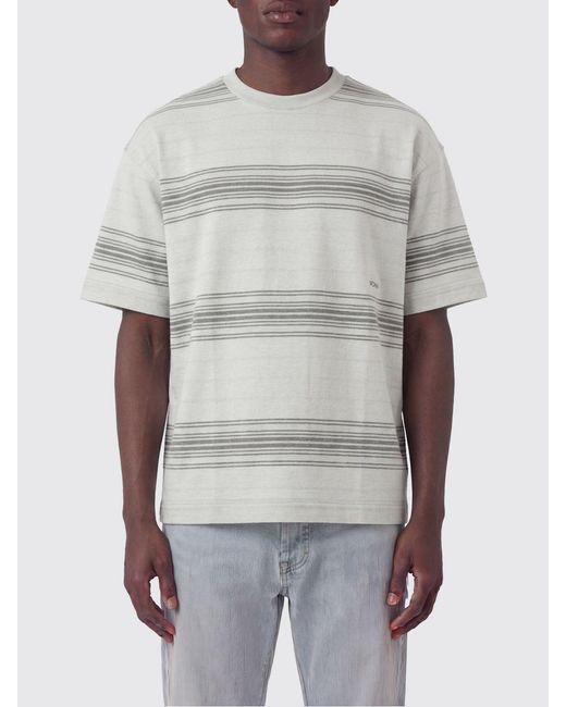 Nanamica Gray Striped Cotton Blend T-Shirt for men