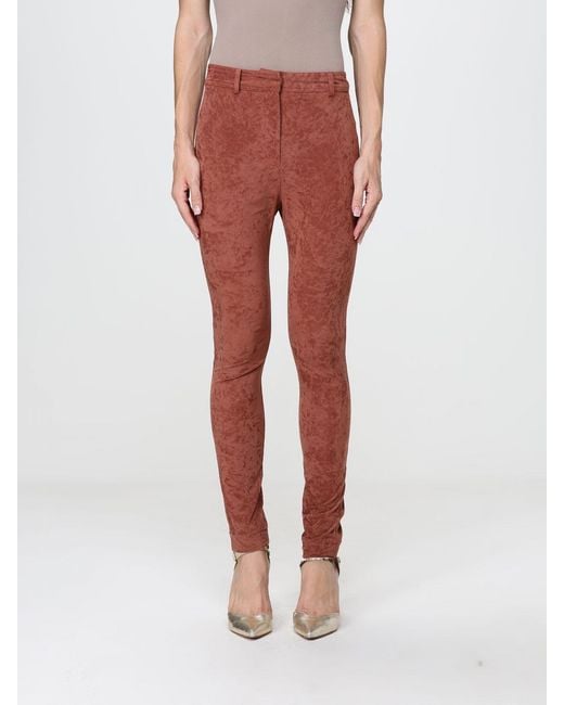 Alberta Ferretti Red High-Waisted Skinny Stretch Velvet Trousers