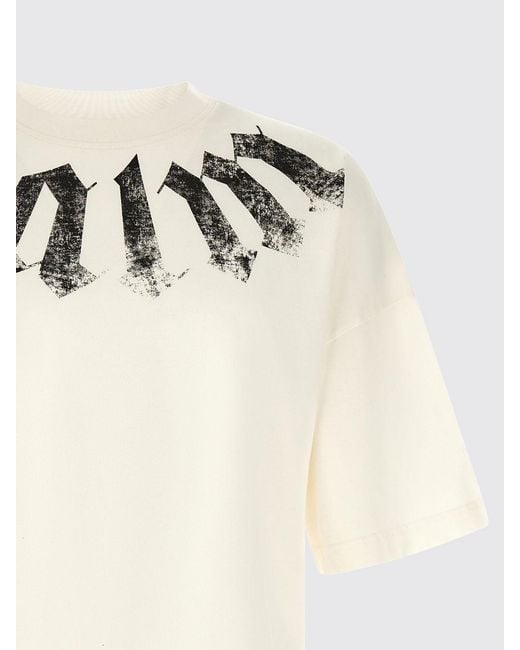 Palm Angels White Relaxed Fit Graffiti Logo Print Cotton T-Shirt for men