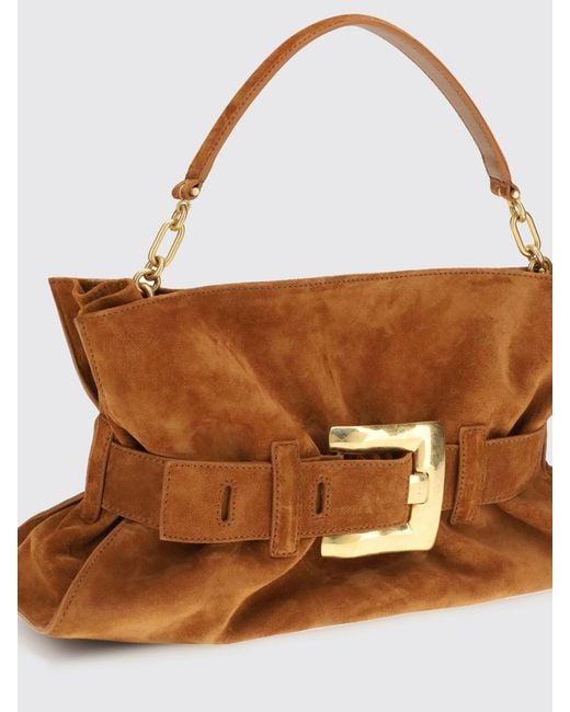 Balmain Brown Anthem Mini Gathered Suede Bag
