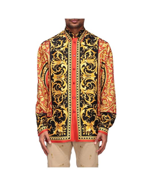 Versace Multicolor Silk Barocco Shirt for men