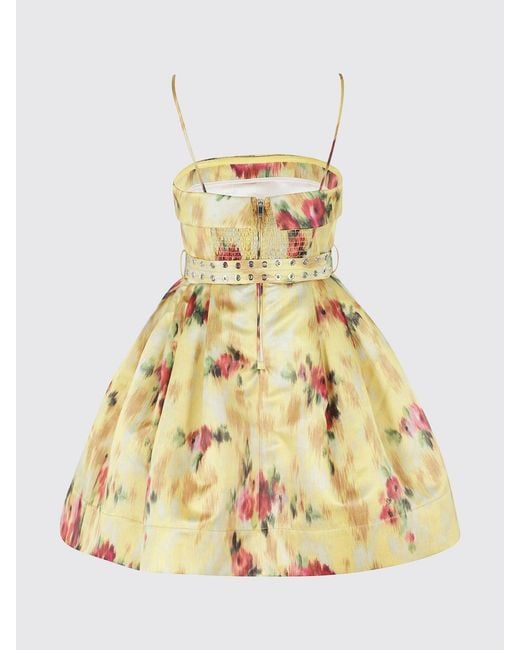 Ganni Natural Floral-Print A-Line Mini Dress