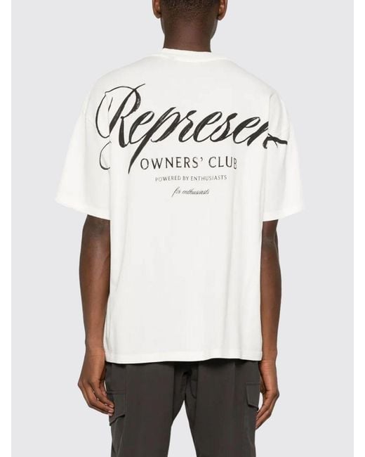Represent White Cotton Logo T-Shirt for men