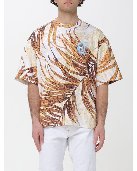 Just Cavalli White Printed Cotton T-Shirt for men