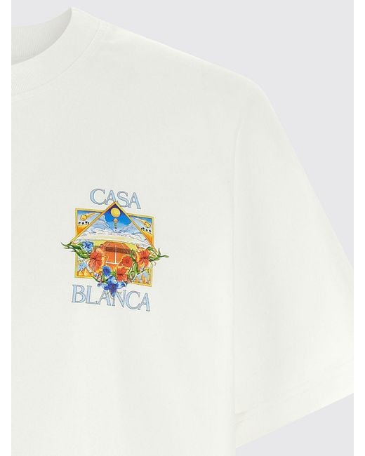 Casablanca White Organic Cotton Tennis Logo T-Shirt for men