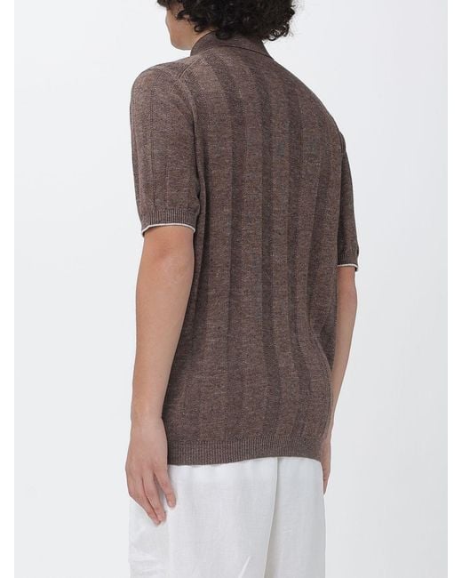 Brunello Cucinelli Brown Knit Shirt for men