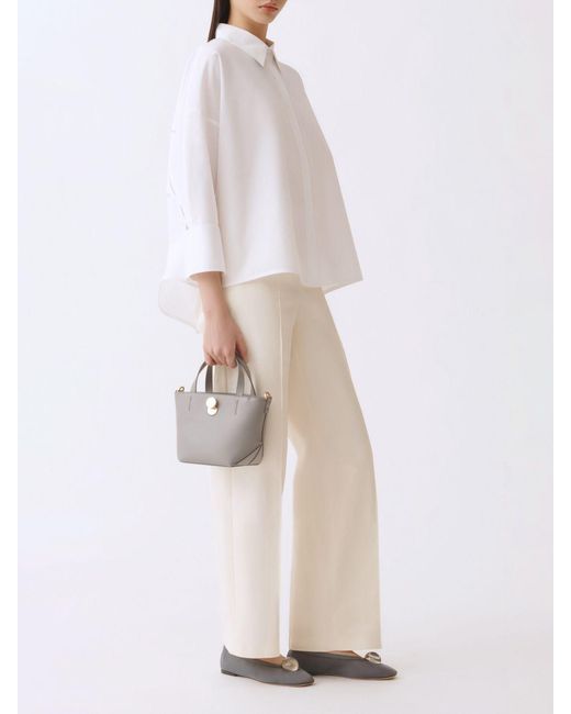 Fabiana Filippi White Oversize Cotton Shirt With Diamond Thread