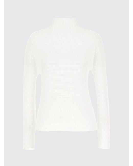 Issey Miyake White Pleated Slim Fit Turtleneck With Long Sleeves