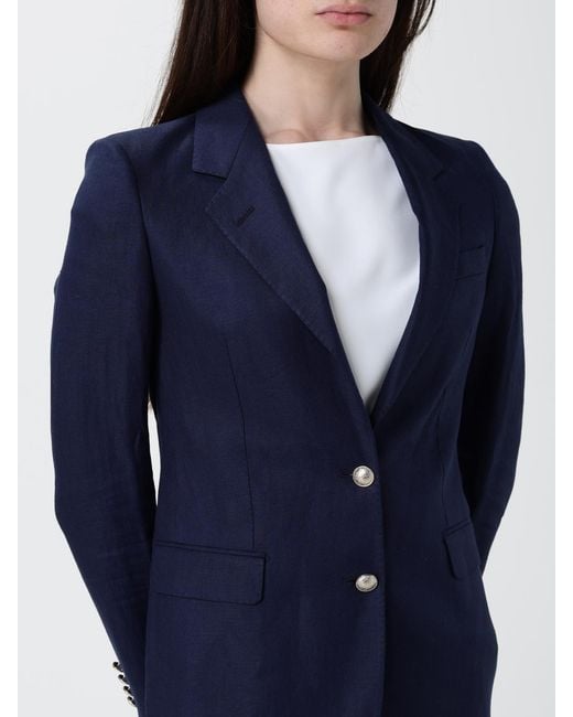 Tagliatore Blue Linen Single-Breasted Blazer