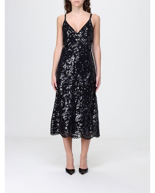 Twinset Black Lace Midi Dress With Sequins